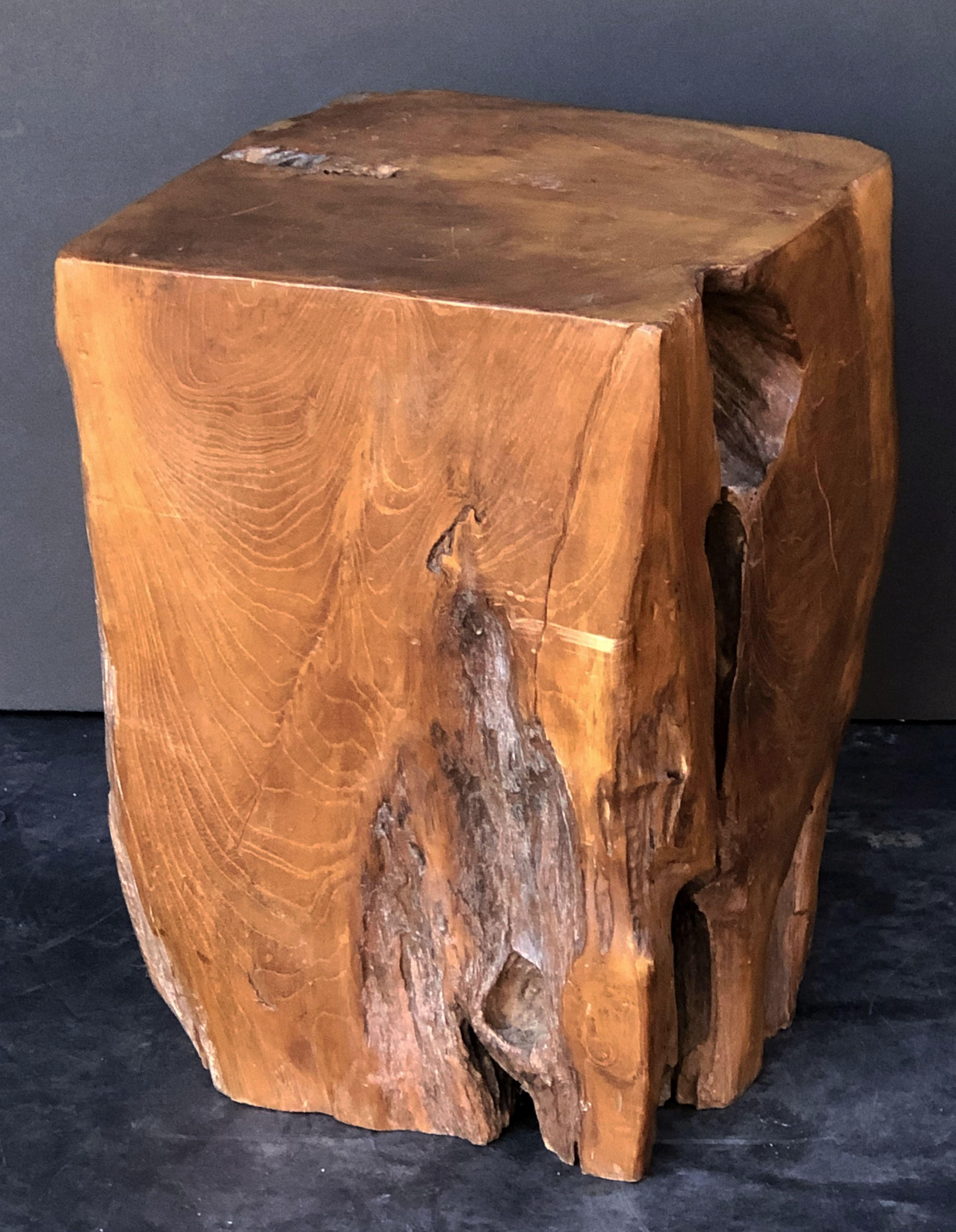 English Polished Wood Stool or Rustic Table In Good Condition In Austin, TX