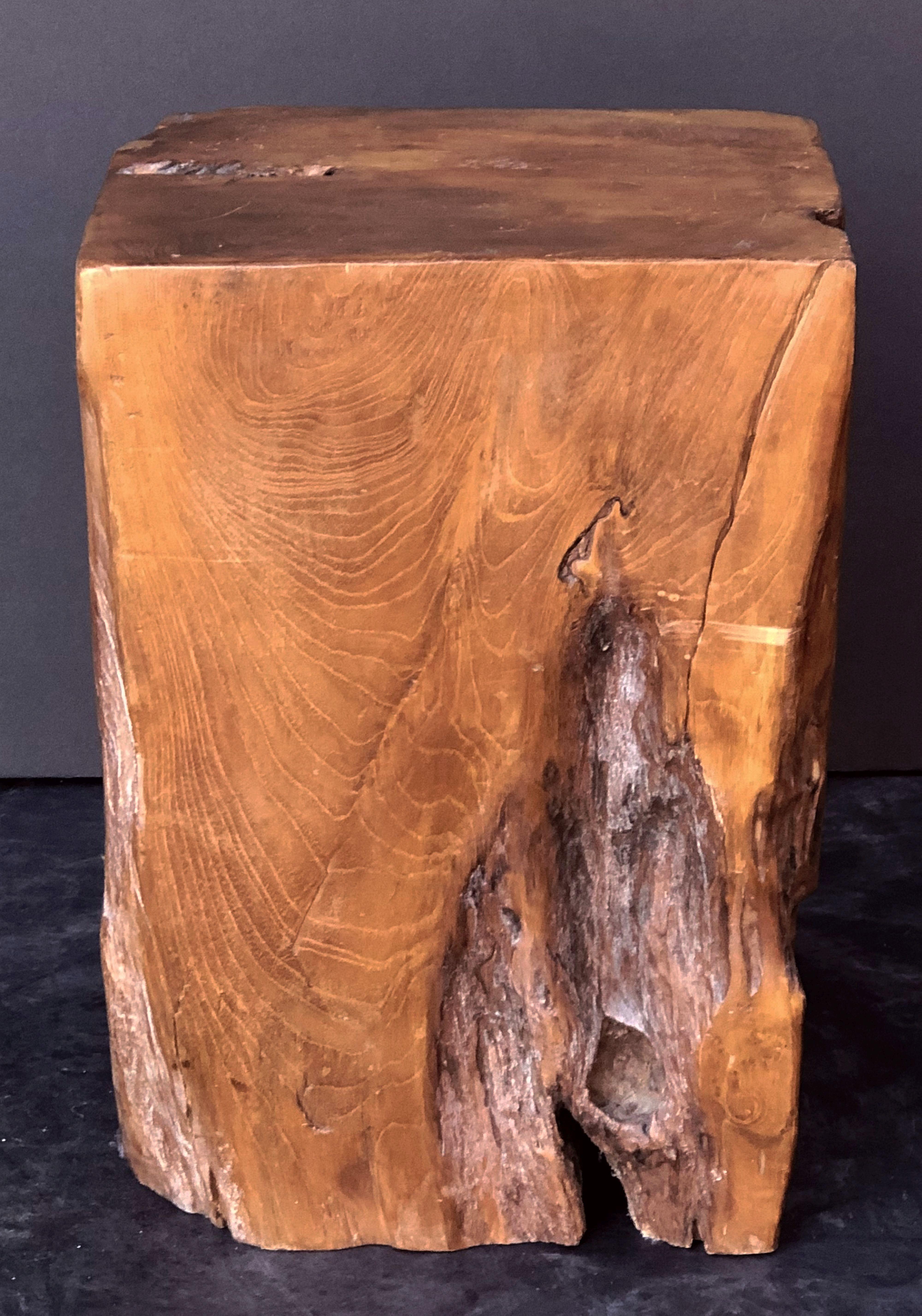 English Polished Wood Stool or Rustic Table 1