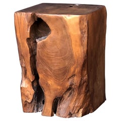 English Polished Wood Stool or Rustic Table