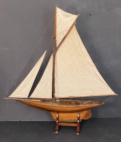 English Pond Sailing Yacht on Stand from the Edwardian Era (H 61 1/2 x W 56)