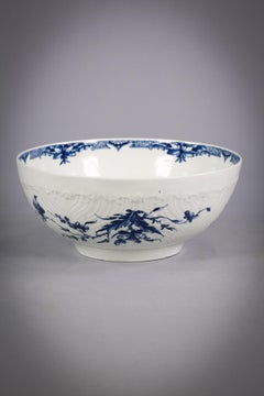 Bol moulé en porcelaine anglaise bleue et blanche, Worcester, vers 1775