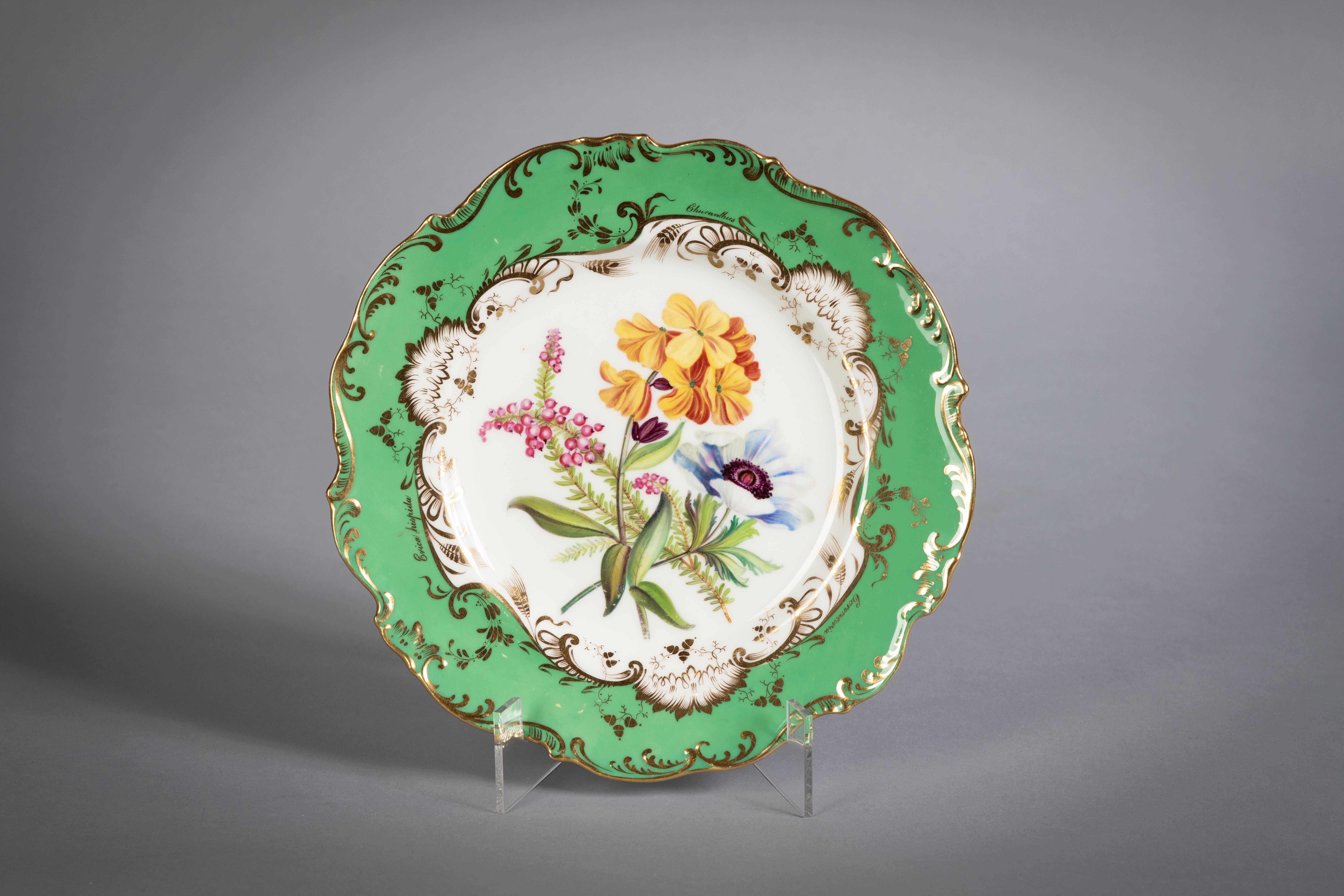 Mid-19th Century English Porcelain Botanical Dinner Service, Coalport, circa 1840 For Sale