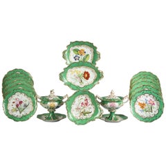 Retro English Porcelain Botanical Dinner Service, Coalport, circa 1840