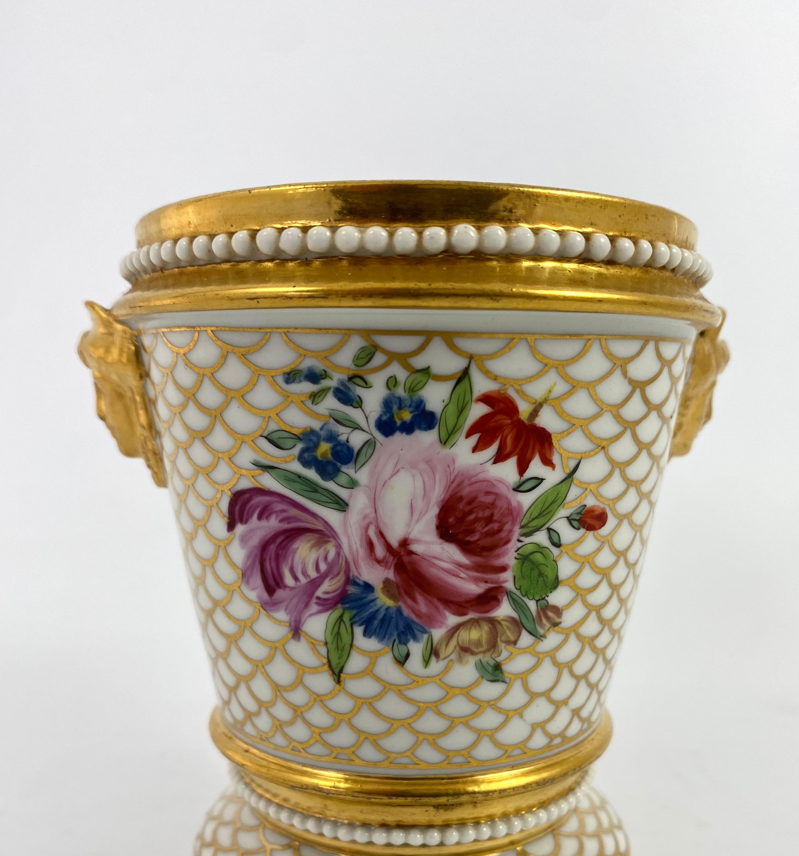 Fired English Porcelain Cache Pot and Cover, c. 1820