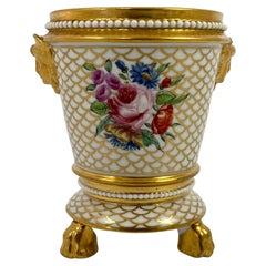 Antique English Porcelain Cache Pot and Cover, c. 1820