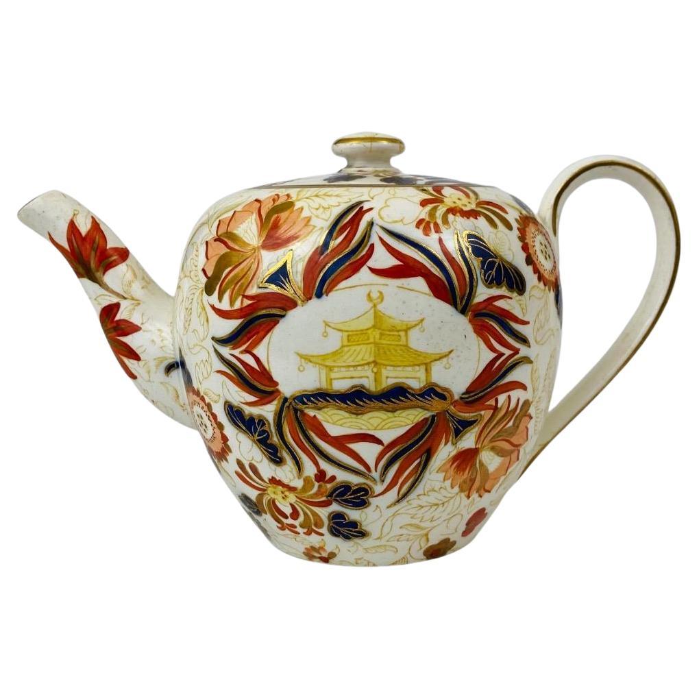 English Porcelain Chinoiserie Imari Teapot For Sale