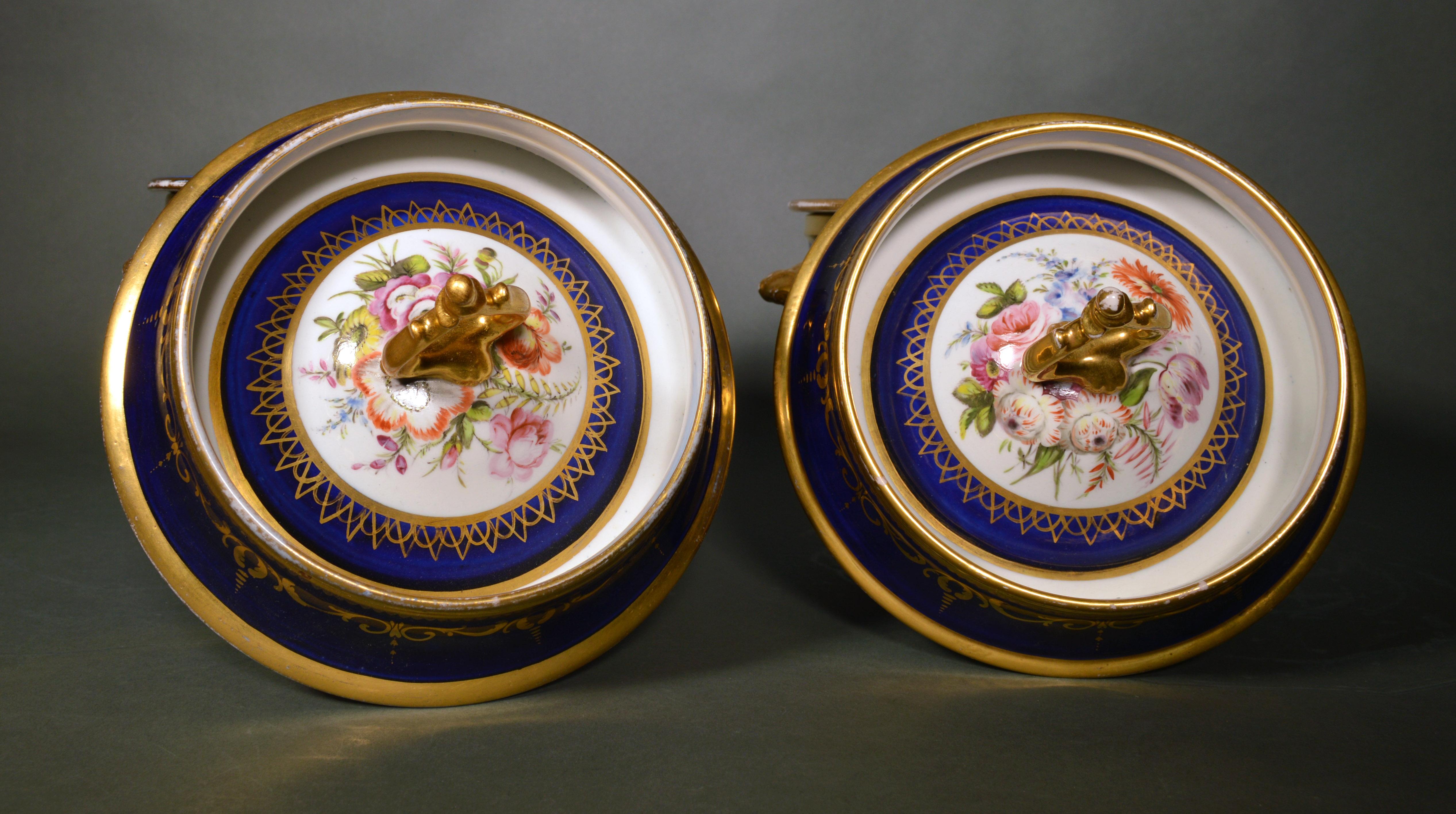 English Porcelain Coalport Pair of Botanical Fruit Coolers, Covers, and Liners 4