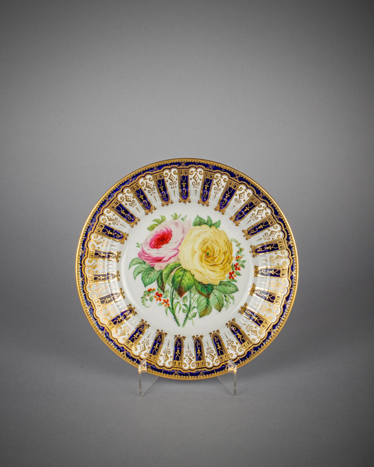 Service à dessert en porcelaine anglaise de couleur cobalt, vers 1830 en vente 7