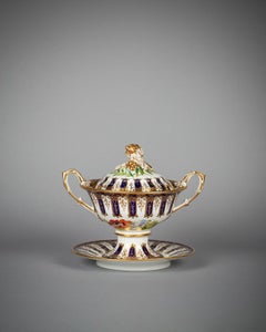English Porcelain Cobalt Ground Dessert Service, Circa 1830