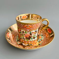 English Porcelain Coffee Can Duo, Gilded Imari Pattern, Regency ca 1810