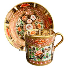 English Porcelain Coffee Can Duo, Gilded Imari Pattern, Regency ca 1810