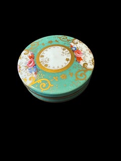 English Porcelain Covered Box on a Green Ground, Circa 1850