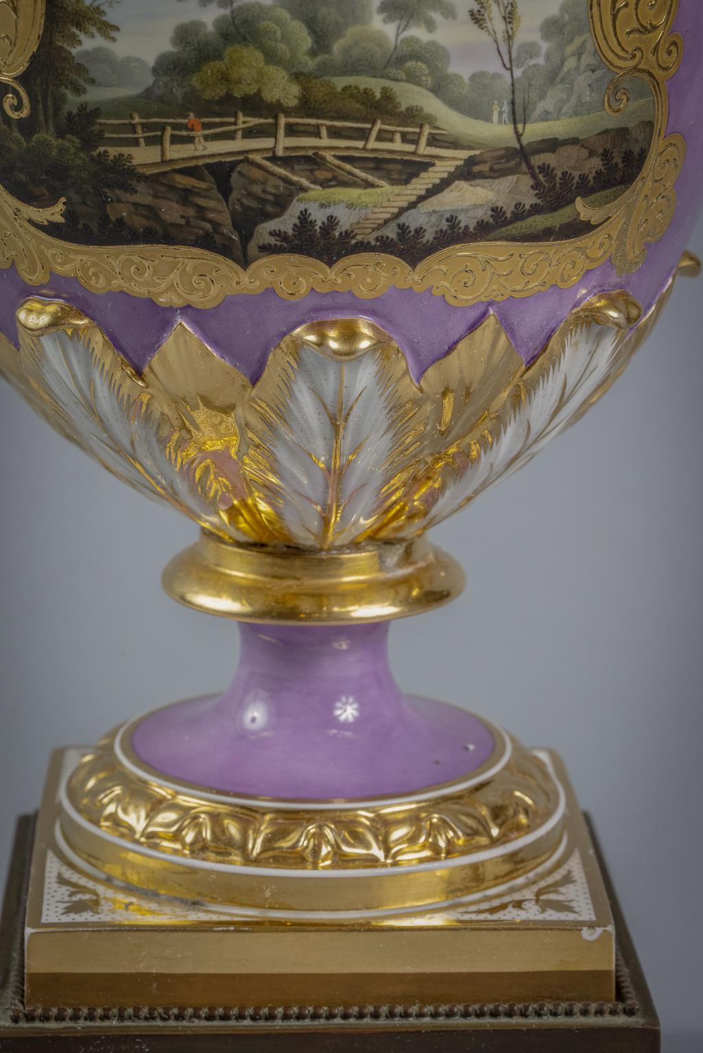 Early 19th Century English Porcelain Covered Vase Mounted as Lamp, Flight Barr and Barr, circa 1810 For Sale