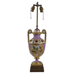 Antique English Porcelain Covered Vase Mounted as Lamp, Flight Barr and Barr, circa 1810