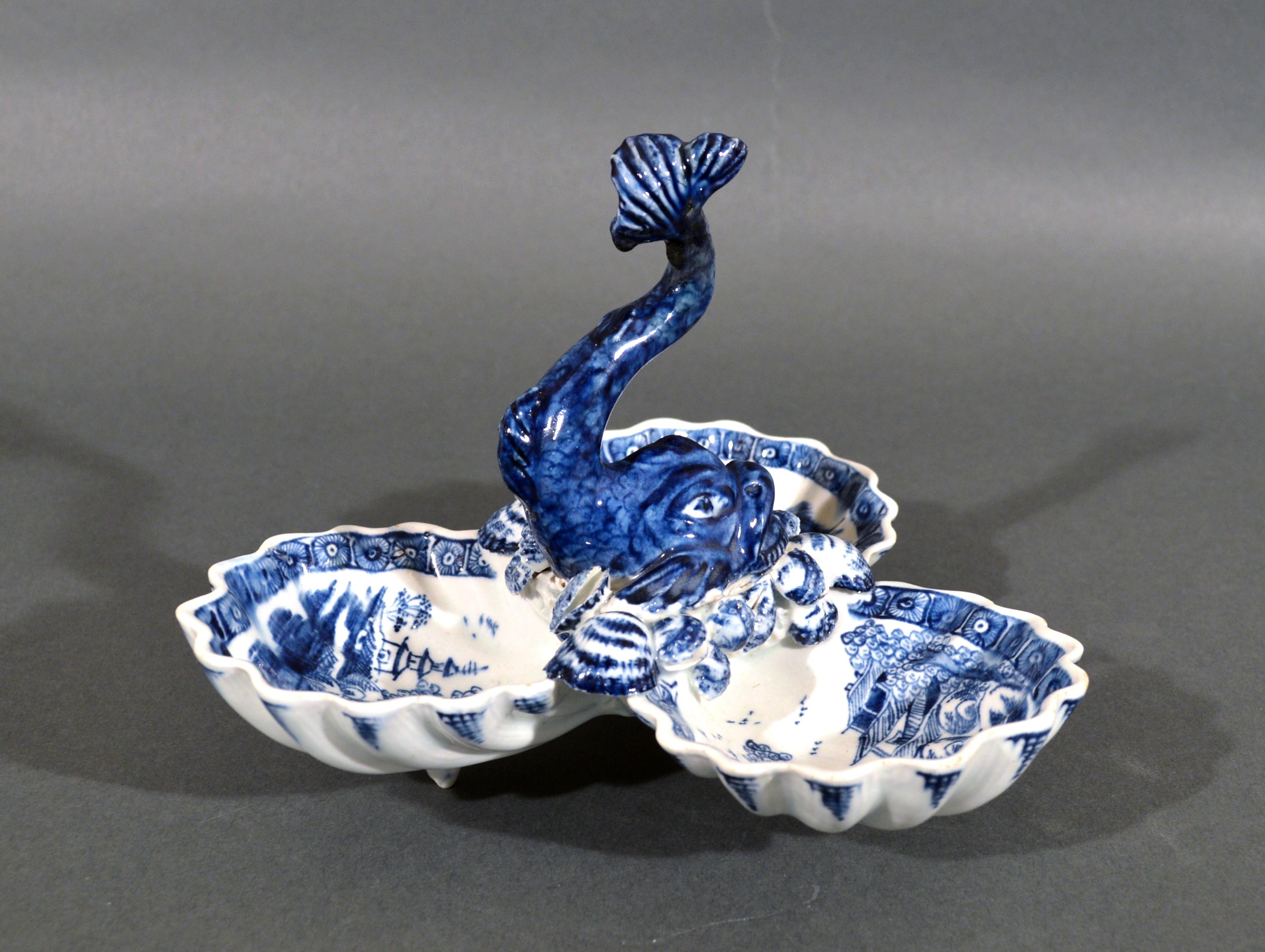 English Porcelain Dolphin Sweetmeat or Pickle Stand, Bow Factory, 1752-1755 8