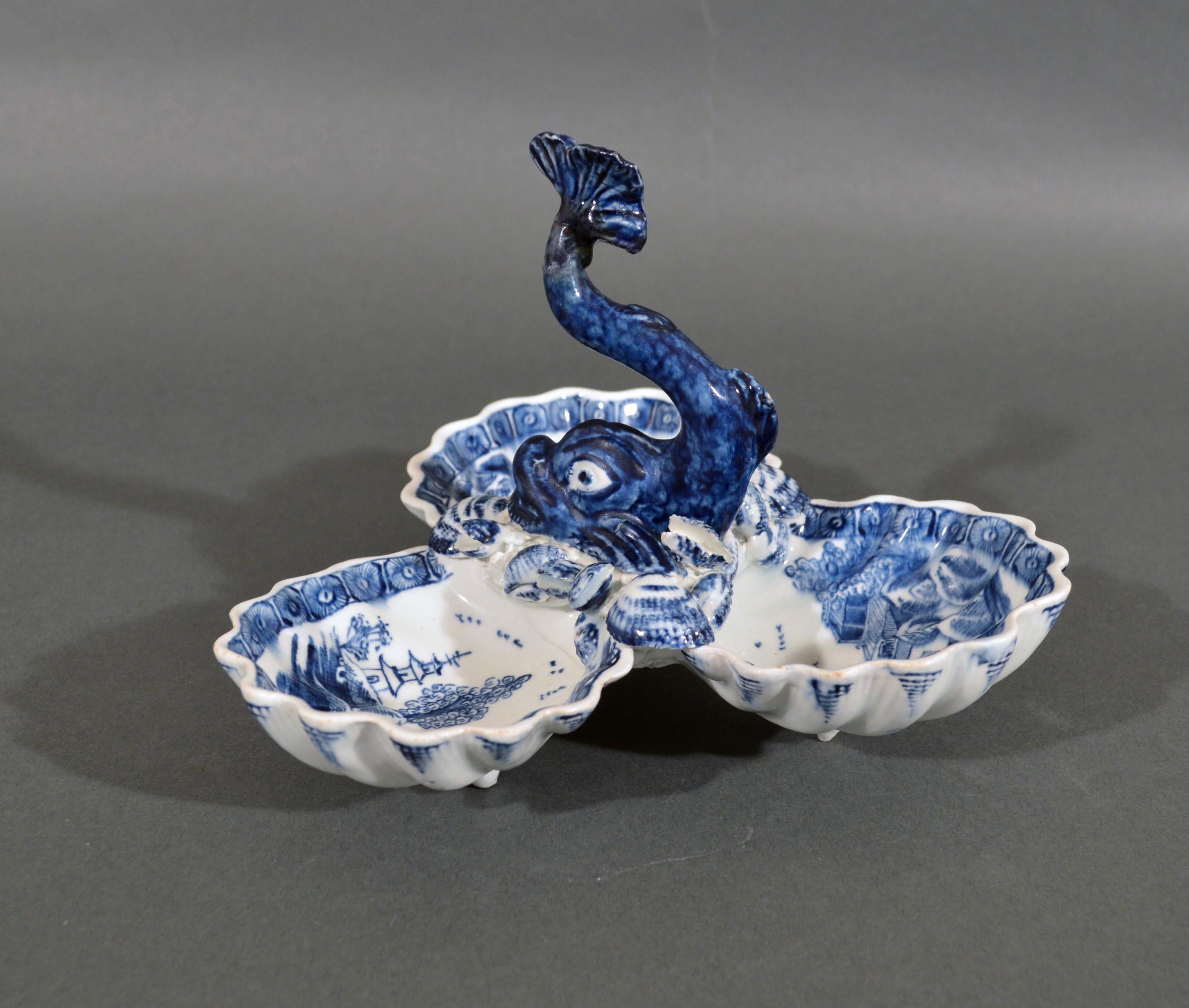 English Porcelain Dolphin Sweetmeat or Pickle Stand, Bow Factory, 1752-1755 10