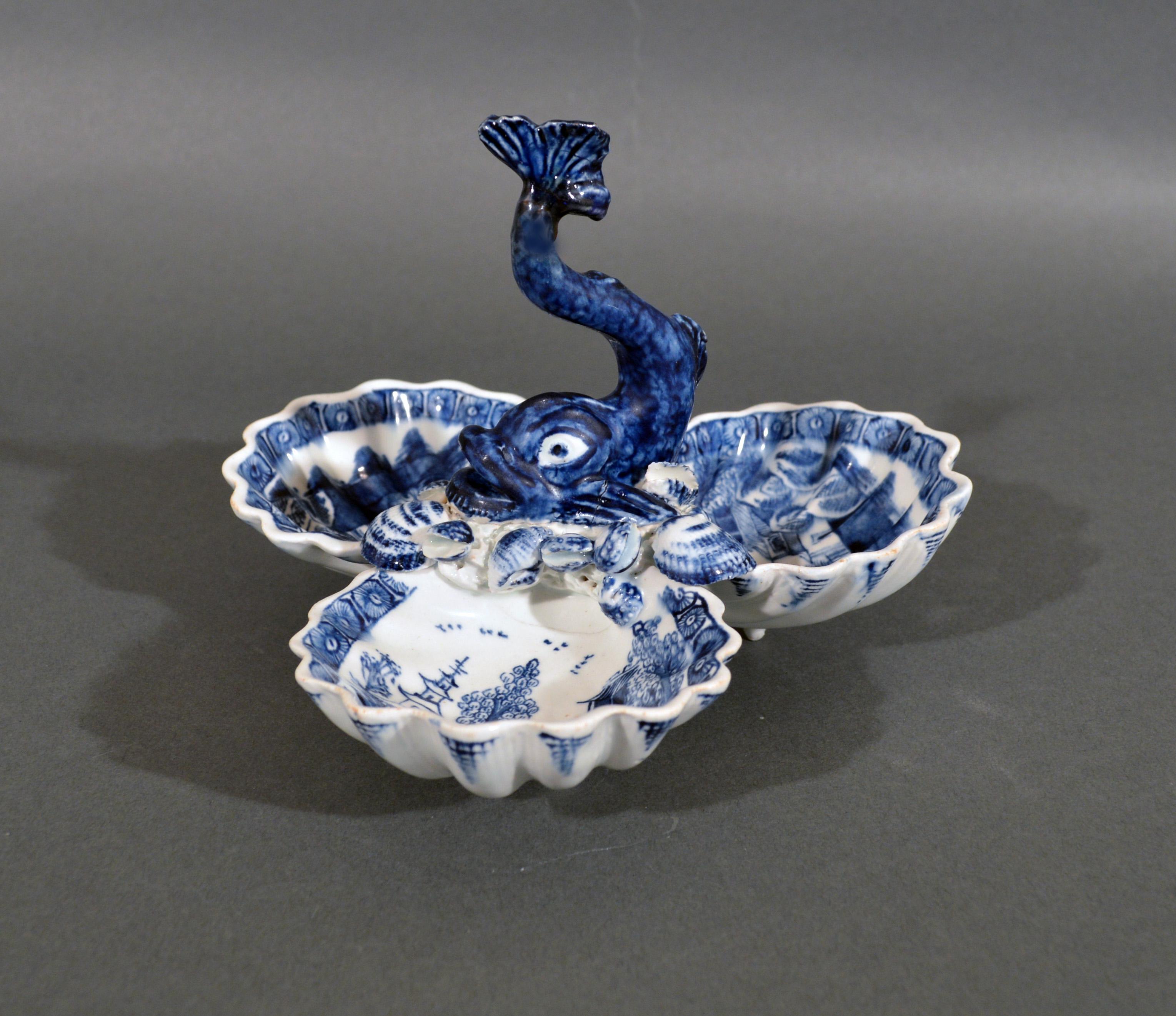 English Porcelain Dolphin Sweetmeat or Pickle Stand, Bow Factory, 1752-1755 11