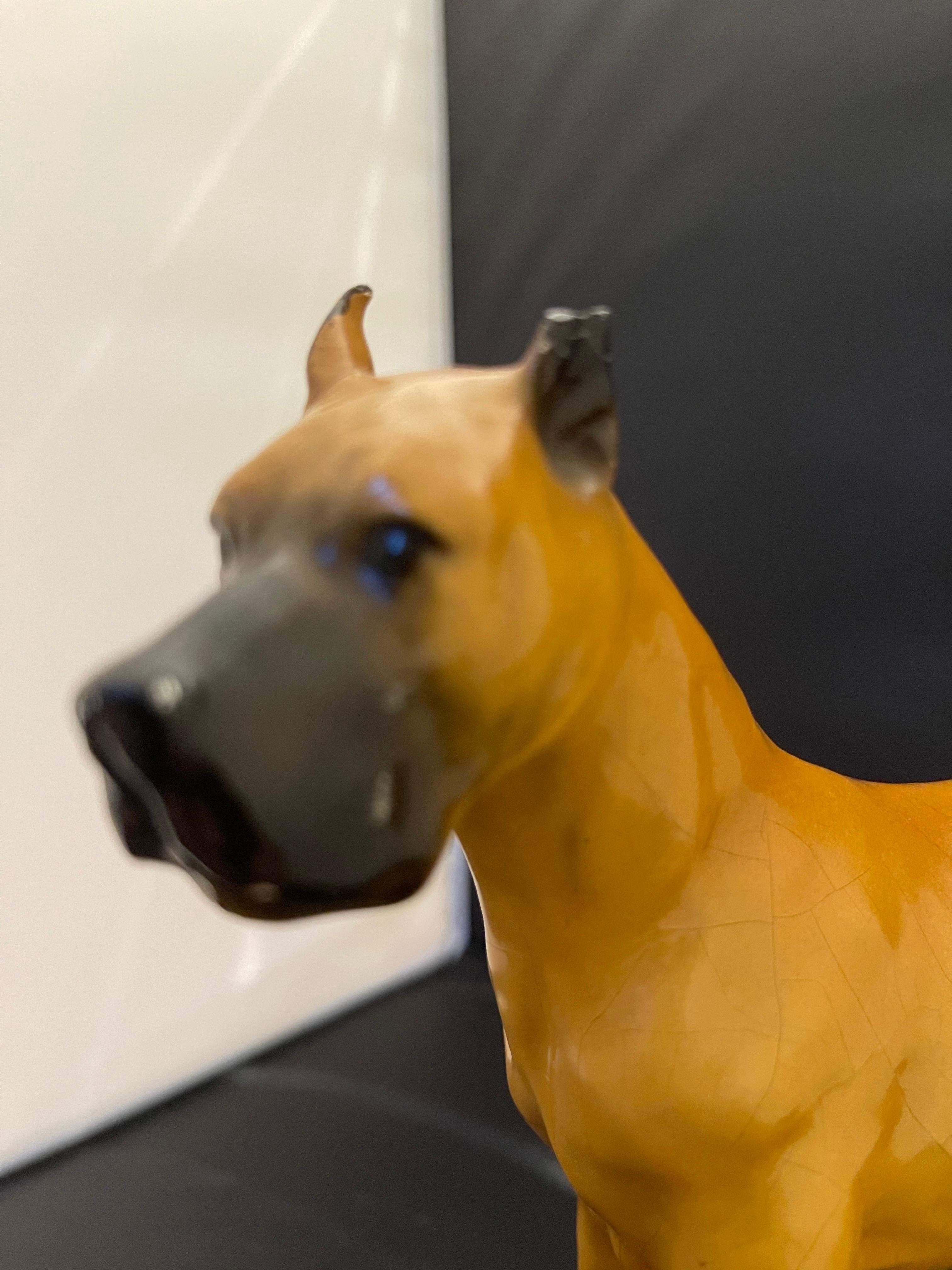 English Porcelain Figure of a Great Dane Dog, Early 20th Century In Good Condition For Sale In Savannah, GA