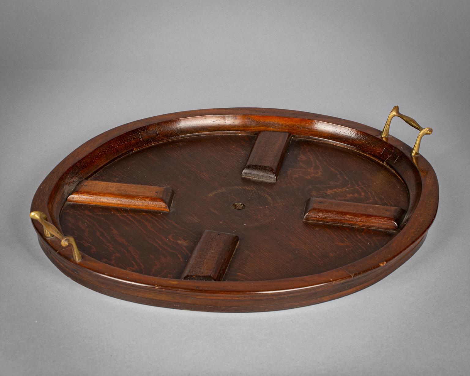 Mid-19th Century English Porcelain Five-Part Serving Set on a Wooden Tray, circa 1830 For Sale
