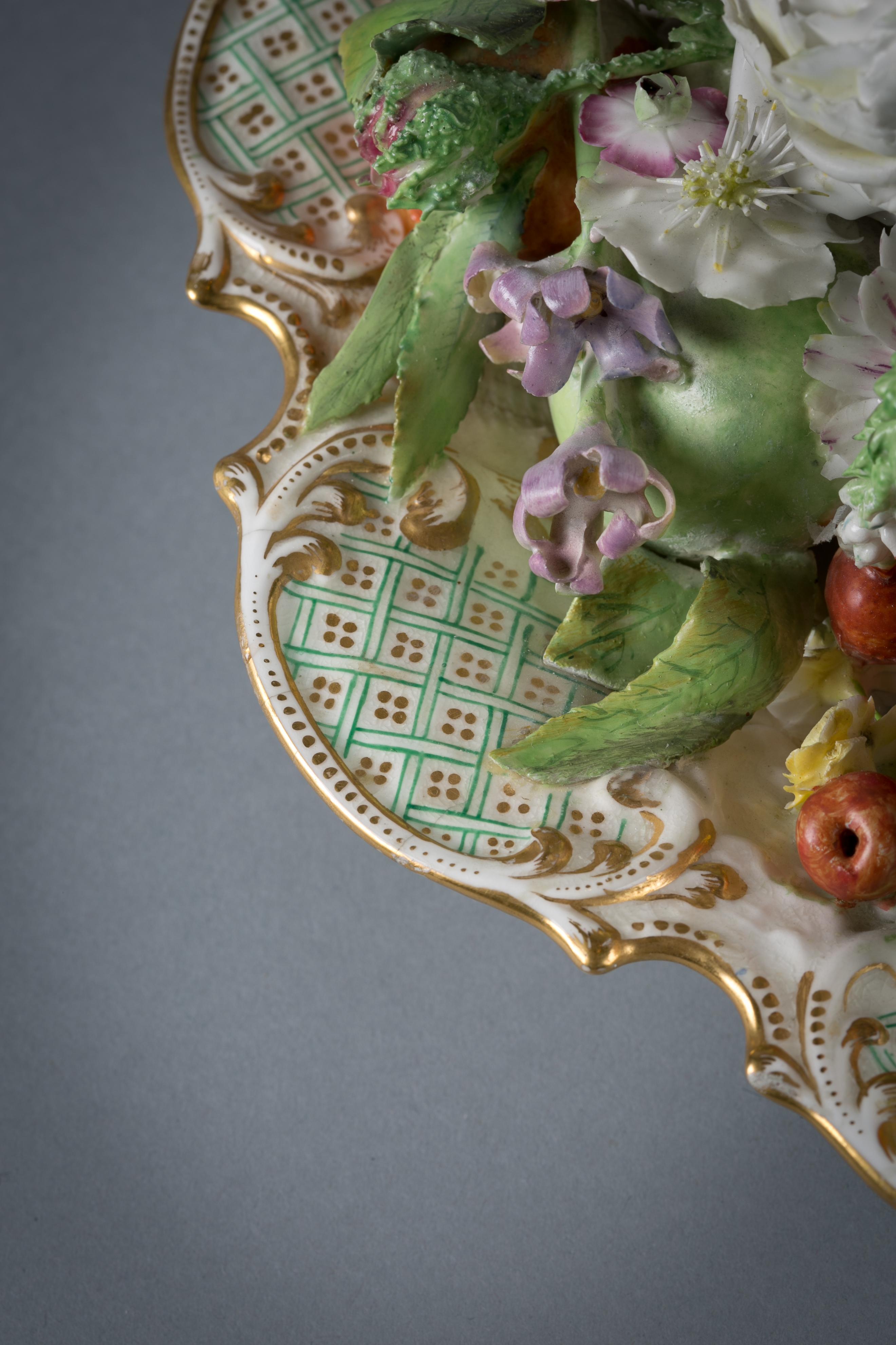 Early 19th Century English Porcelain Floral and Fruit Centerpiece, circa 1820 For Sale