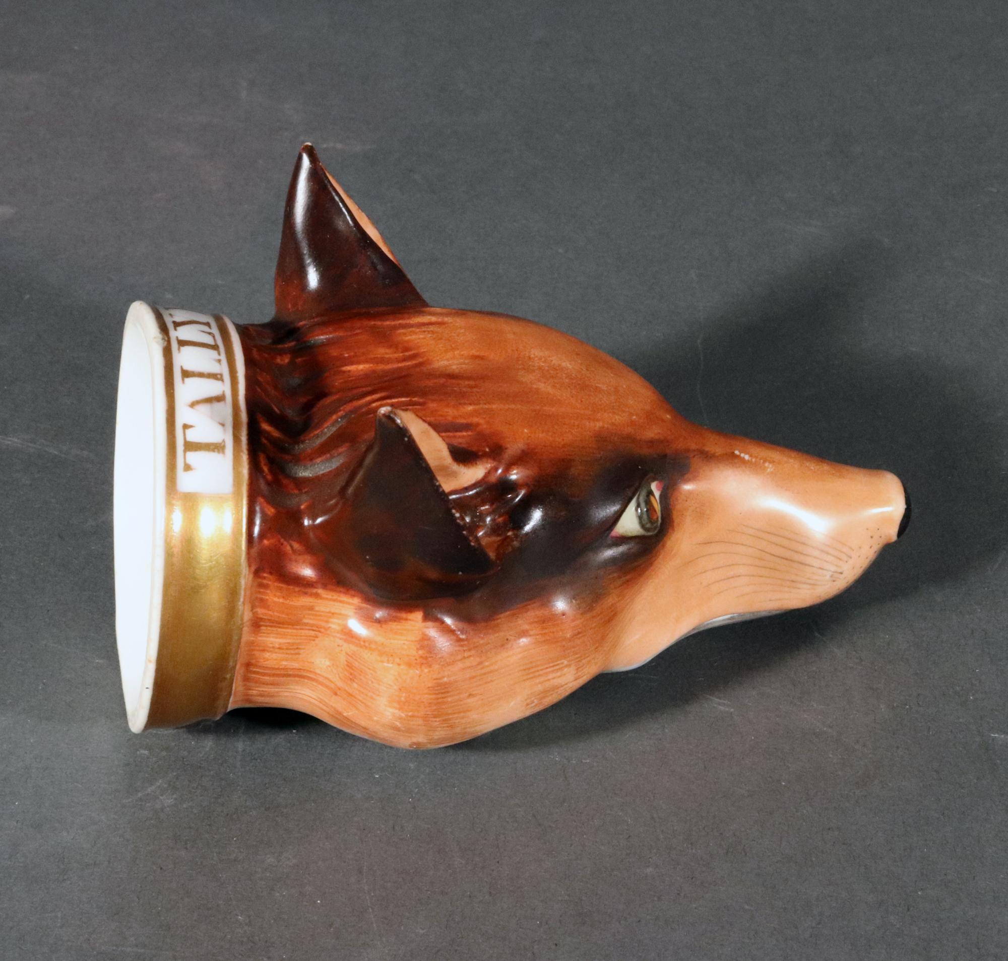 Regency English Porcelain Fox-head Stirrup Cup