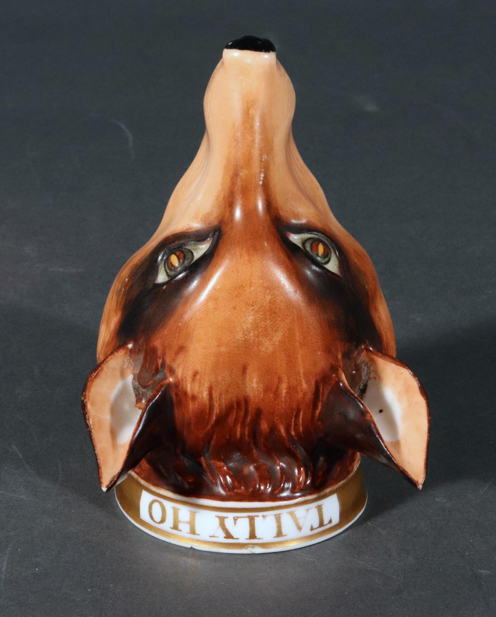 English Porcelain Fox-head Stirrup Cup In Good Condition In Downingtown, PA