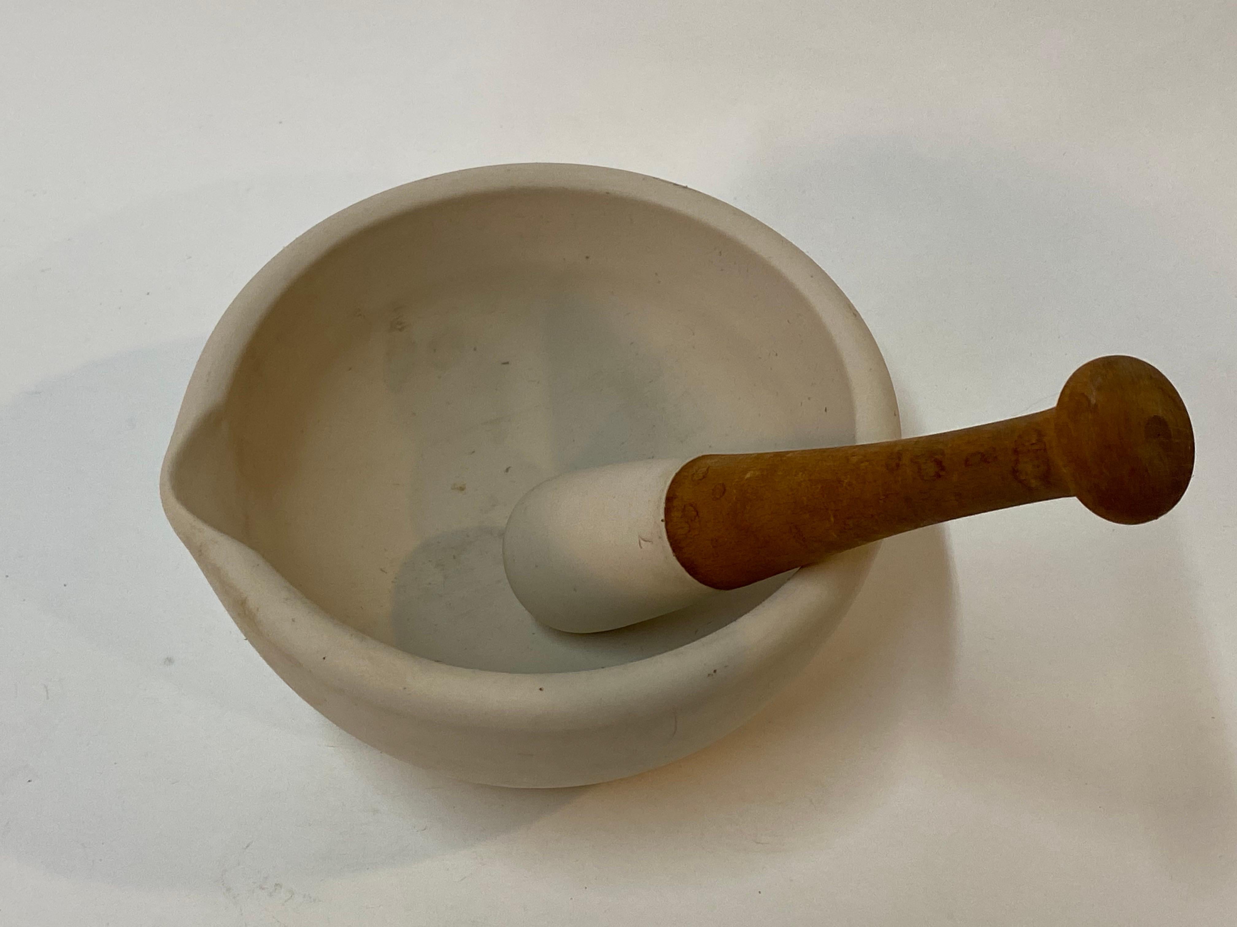 Molded English Porcelain Mortar and Pestle #7 For Sale