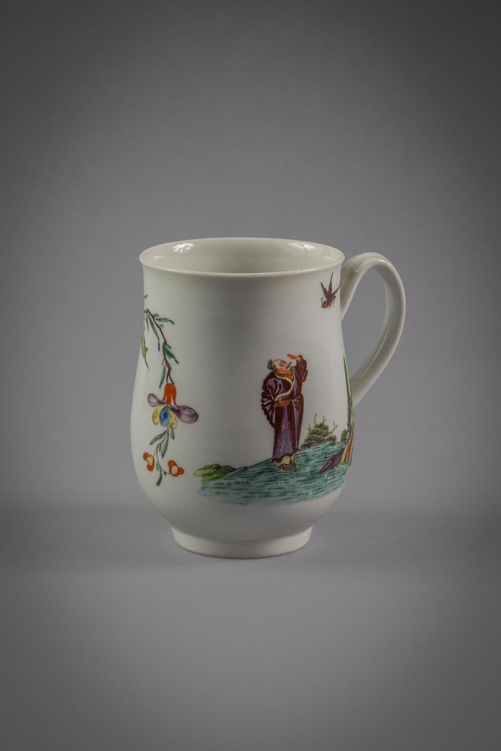 painted on one side with the Chinaman gesturing towards a flying bird, and on the other with a colorful flowering branch. Literature: Spero, Simon, and Paul Macapia. Worcester Porcelain: the Klepser Collection. Minneapolis Institute of Arts in