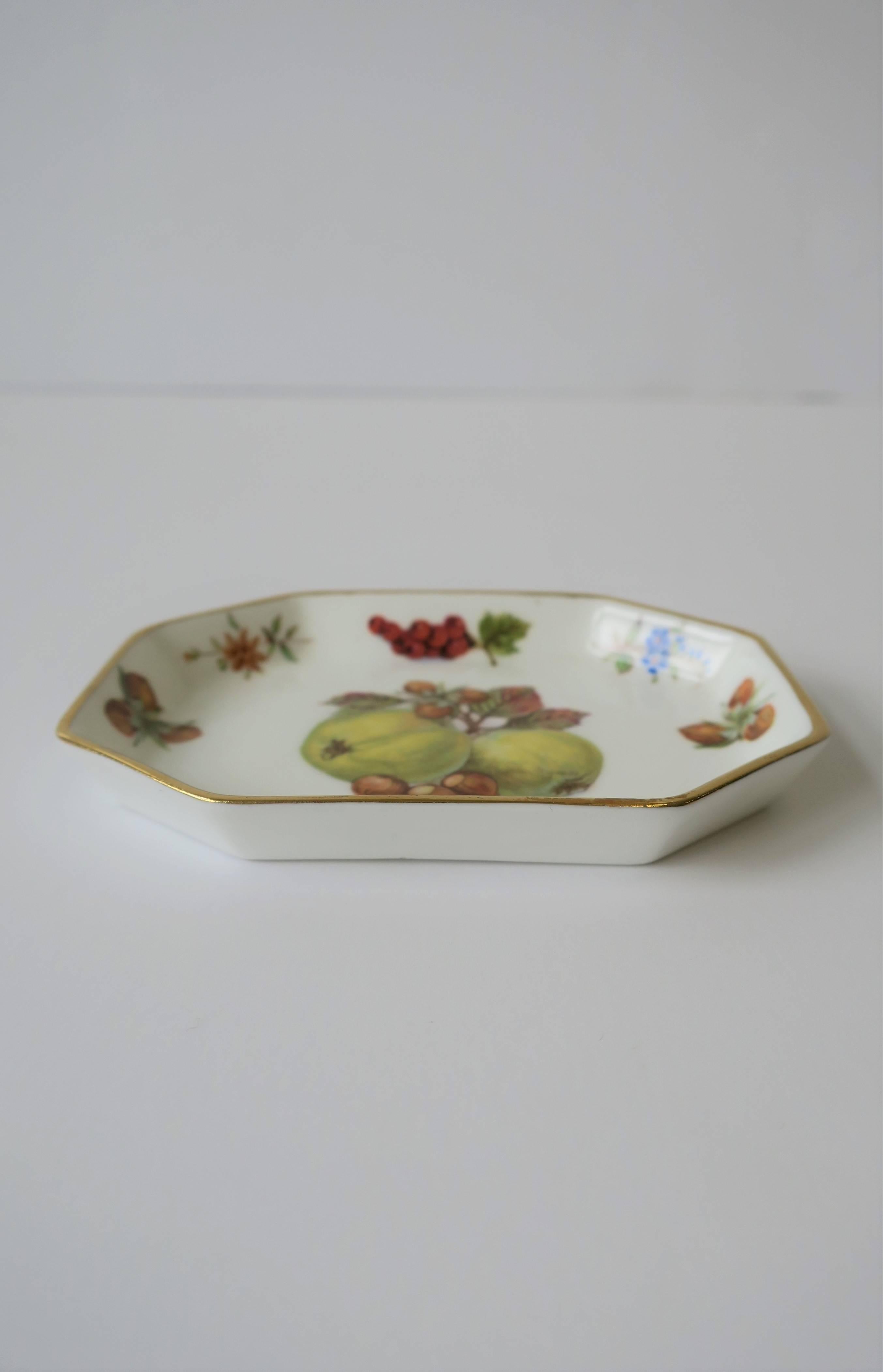 20th Century English Porcelain Jewelry Dish with Fruit Design by Hammersley For Sale