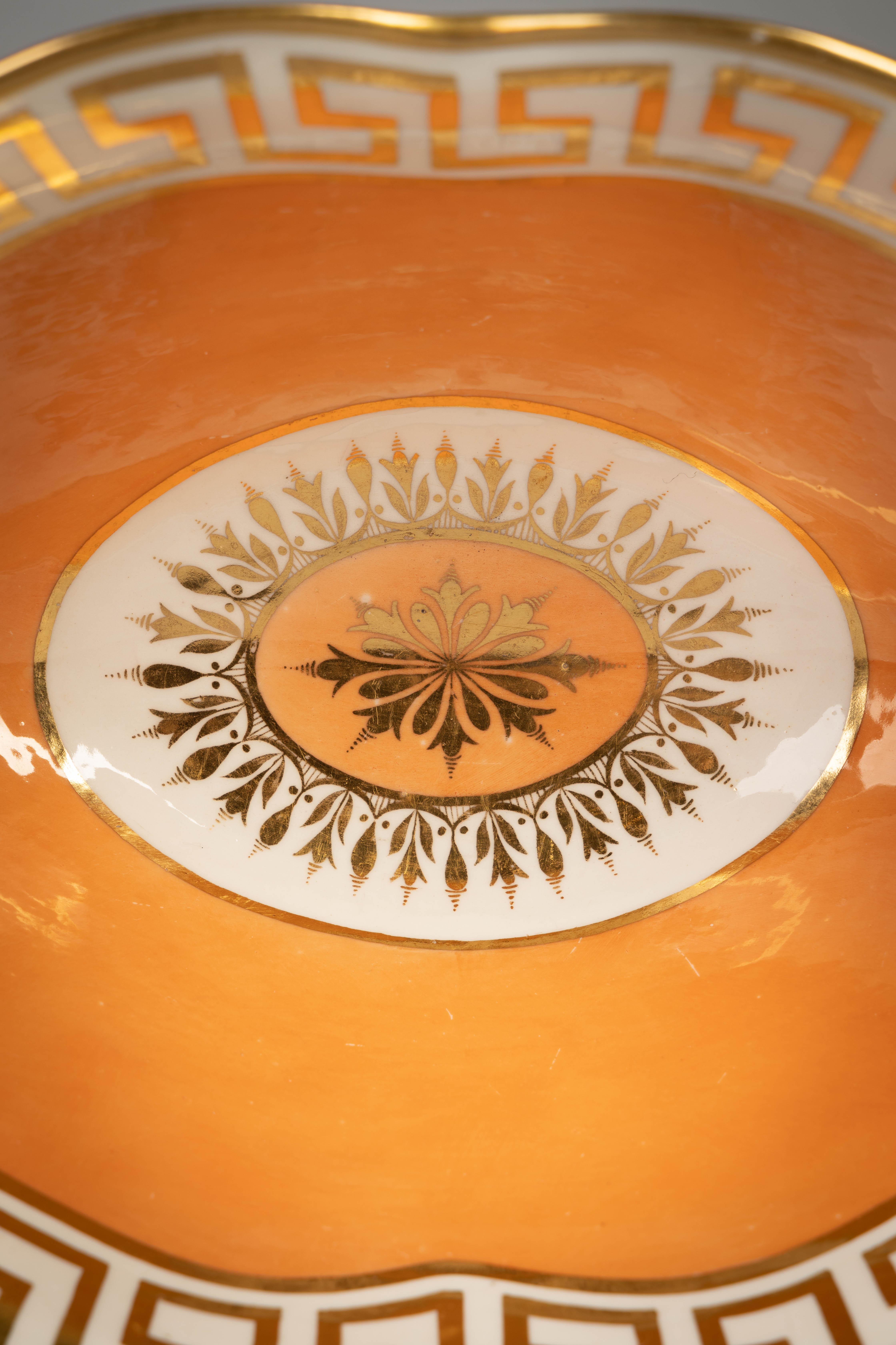 English Porcelain Orange and Gold Centerpiece, circa 1820 For Sale 1