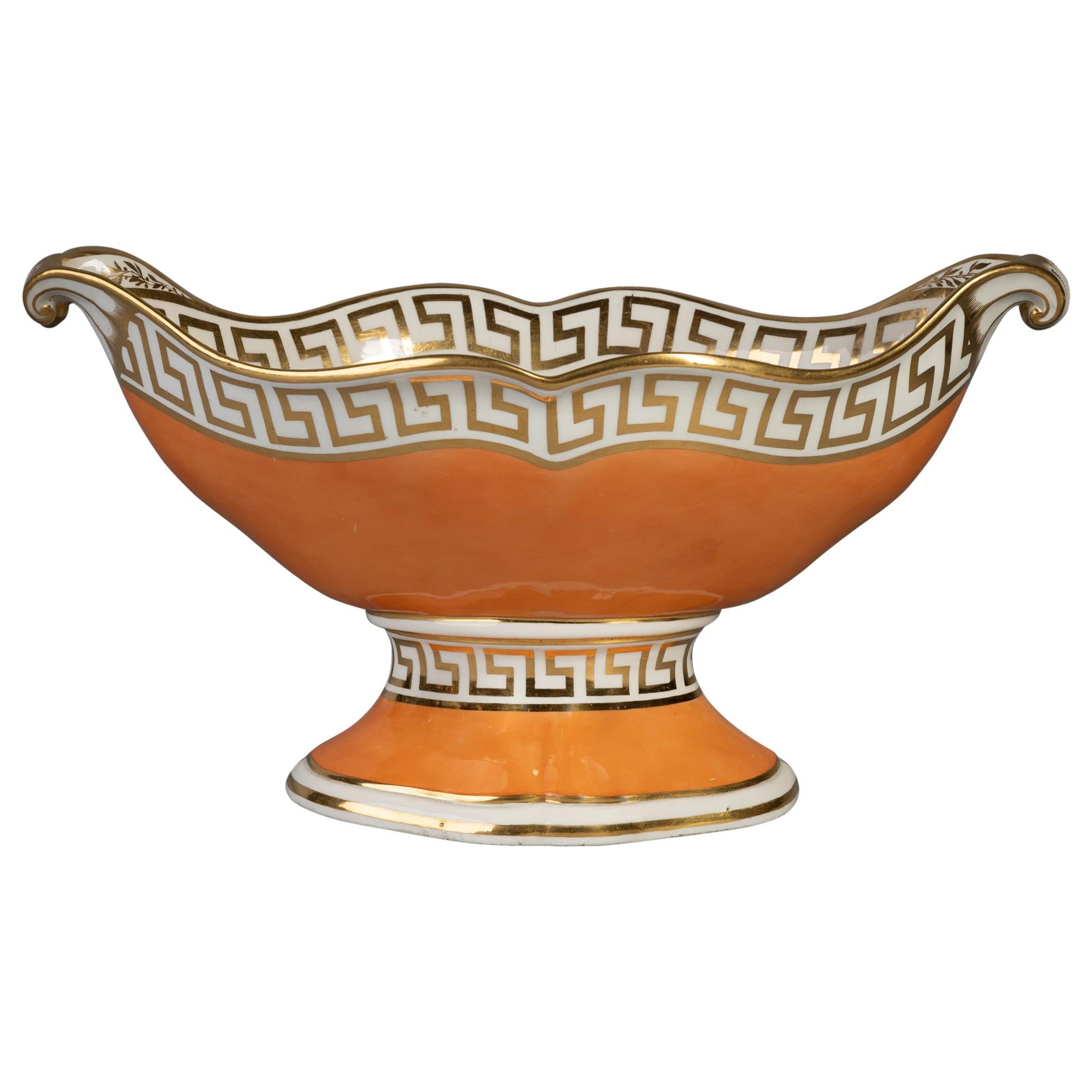 English Porcelain Orange and Gold Centerpiece, circa 1820 For Sale