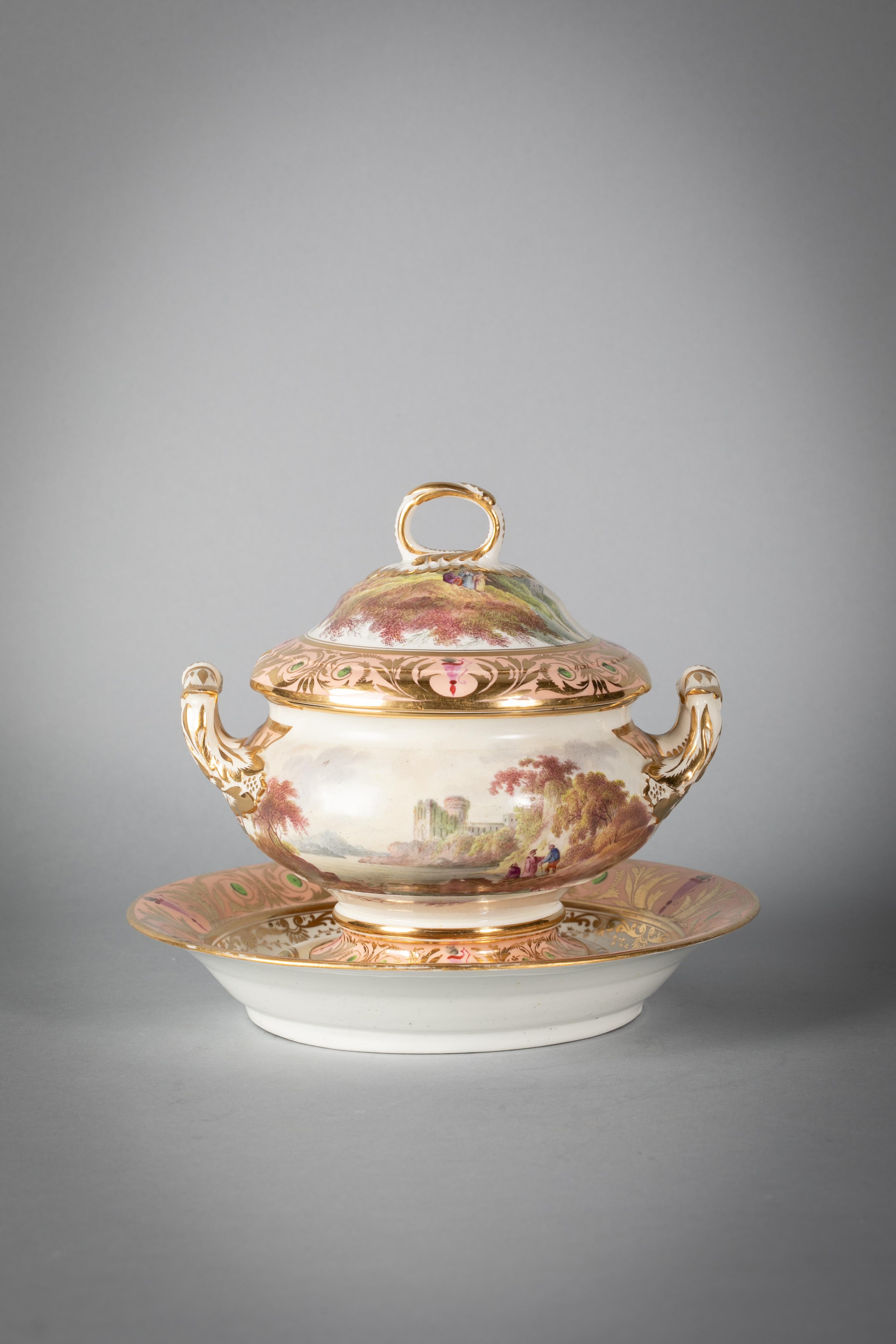 English Porcelain Peach-Ground Dessert Service, Derby, circa 1820 For Sale 14
