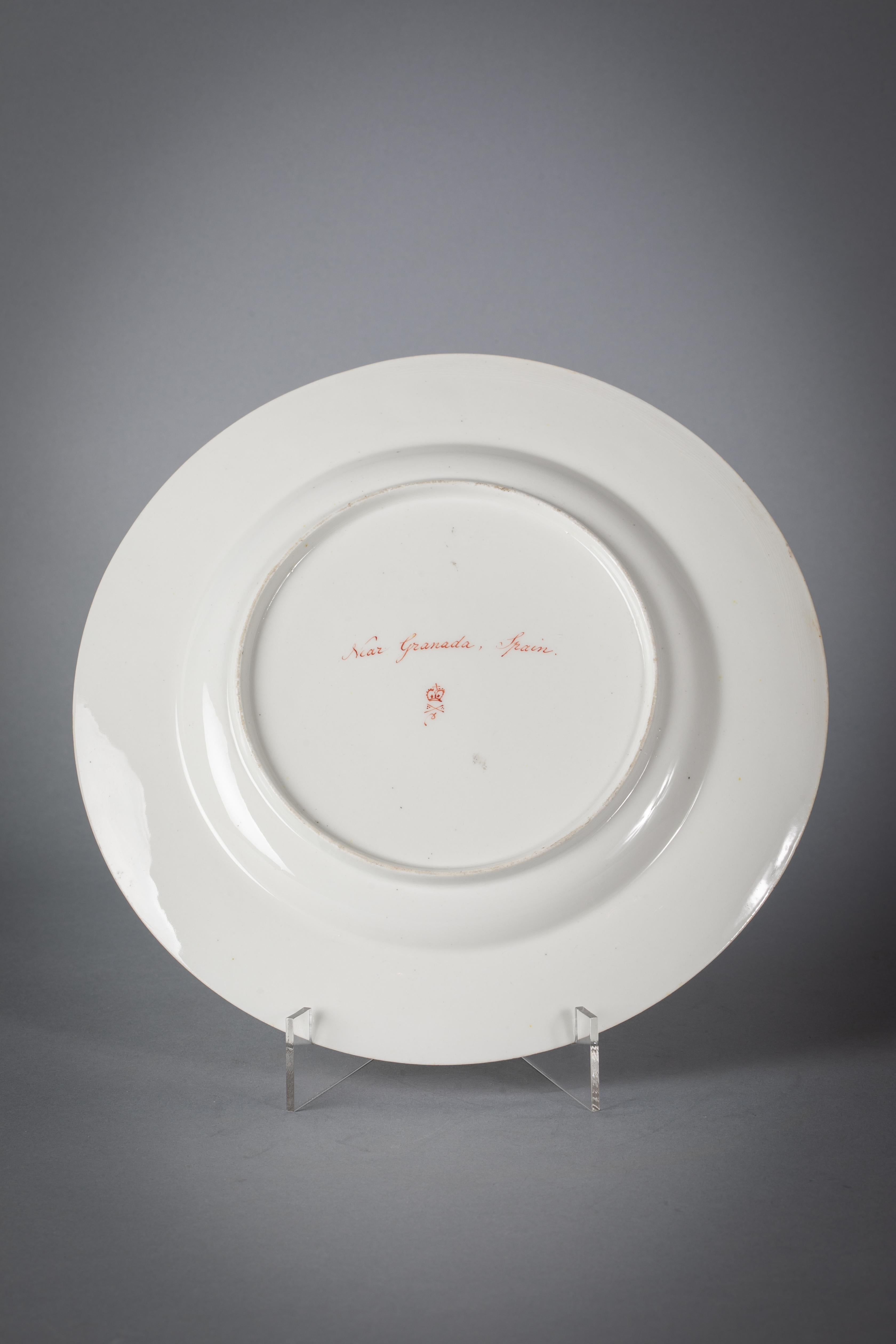 Servicio de postre de porcelana inglesa con fondo de melocotón, Derby, hacia 1820 Porcelana en venta