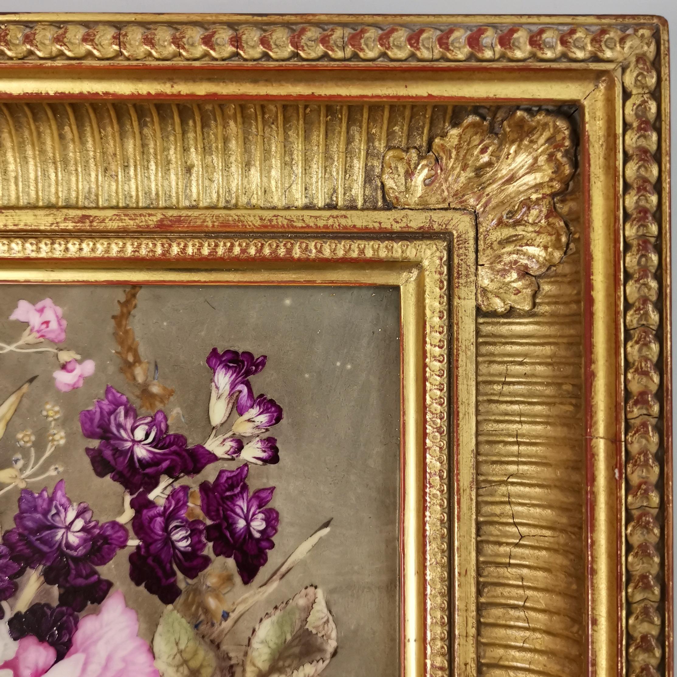 English Porcelain Plaque with Flower Bouquet, Regency ca 1825 For Sale 3