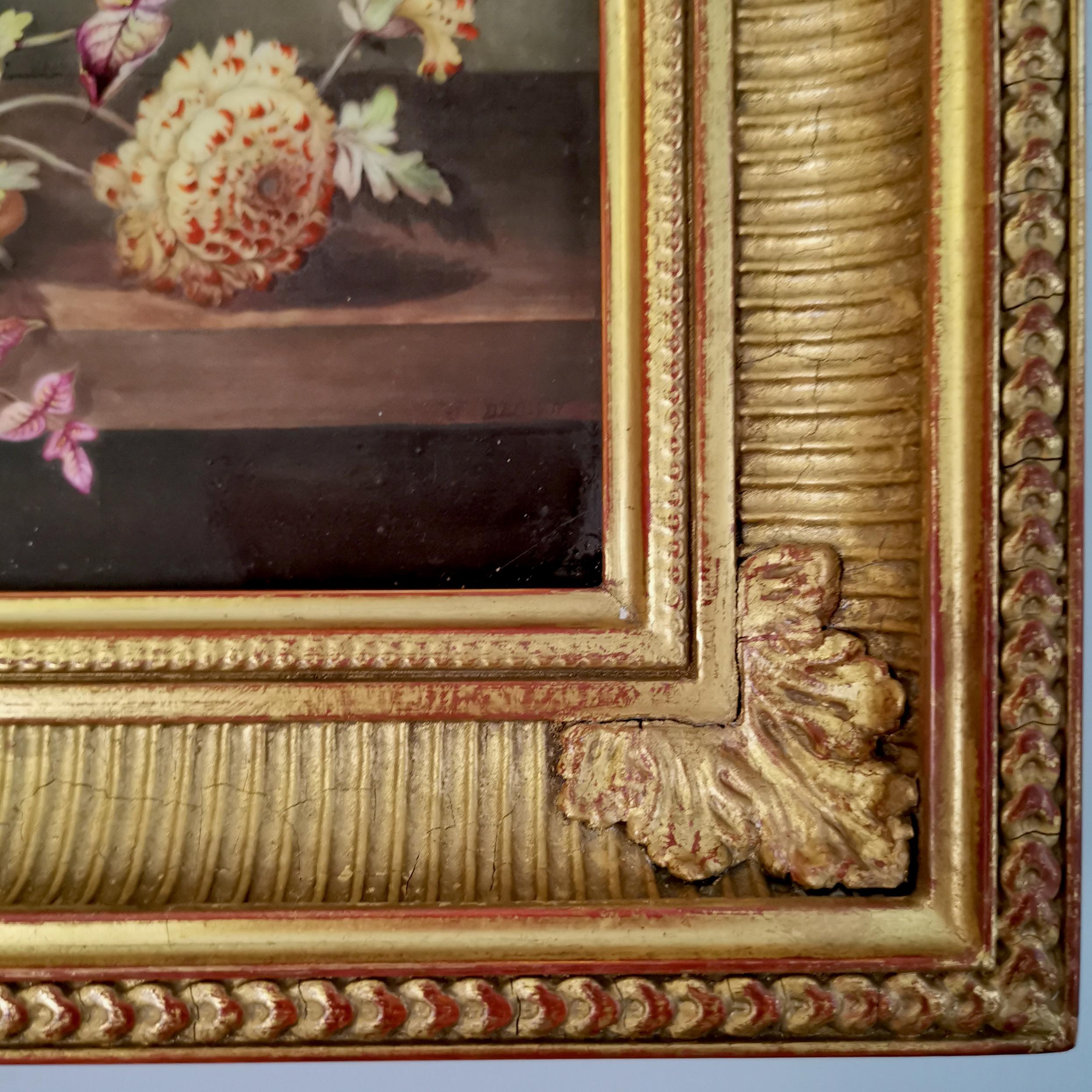 English Porcelain Plaque with Flower Bouquet, Regency ca 1825 For Sale 4