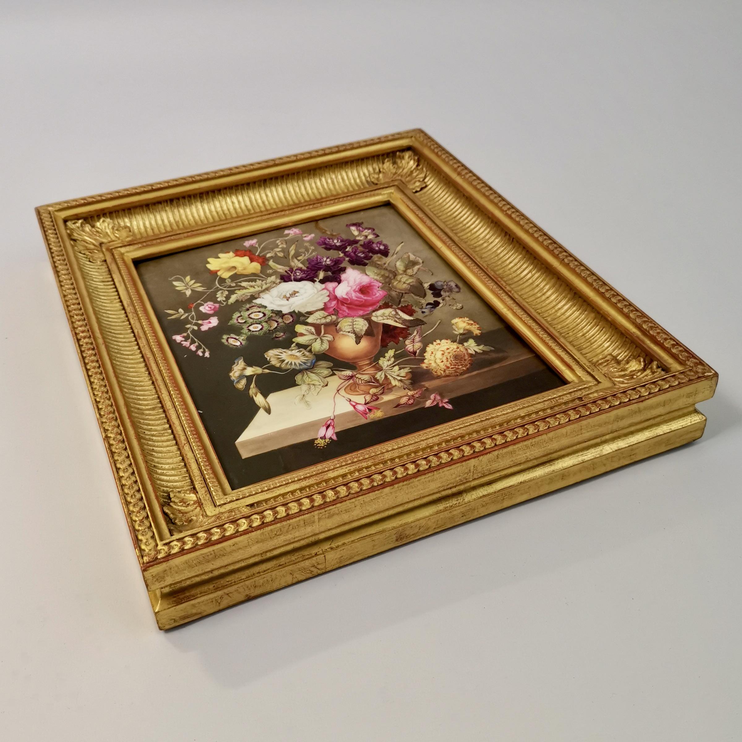 English Porcelain Plaque with Flower Bouquet, Regency ca 1825 For Sale 5