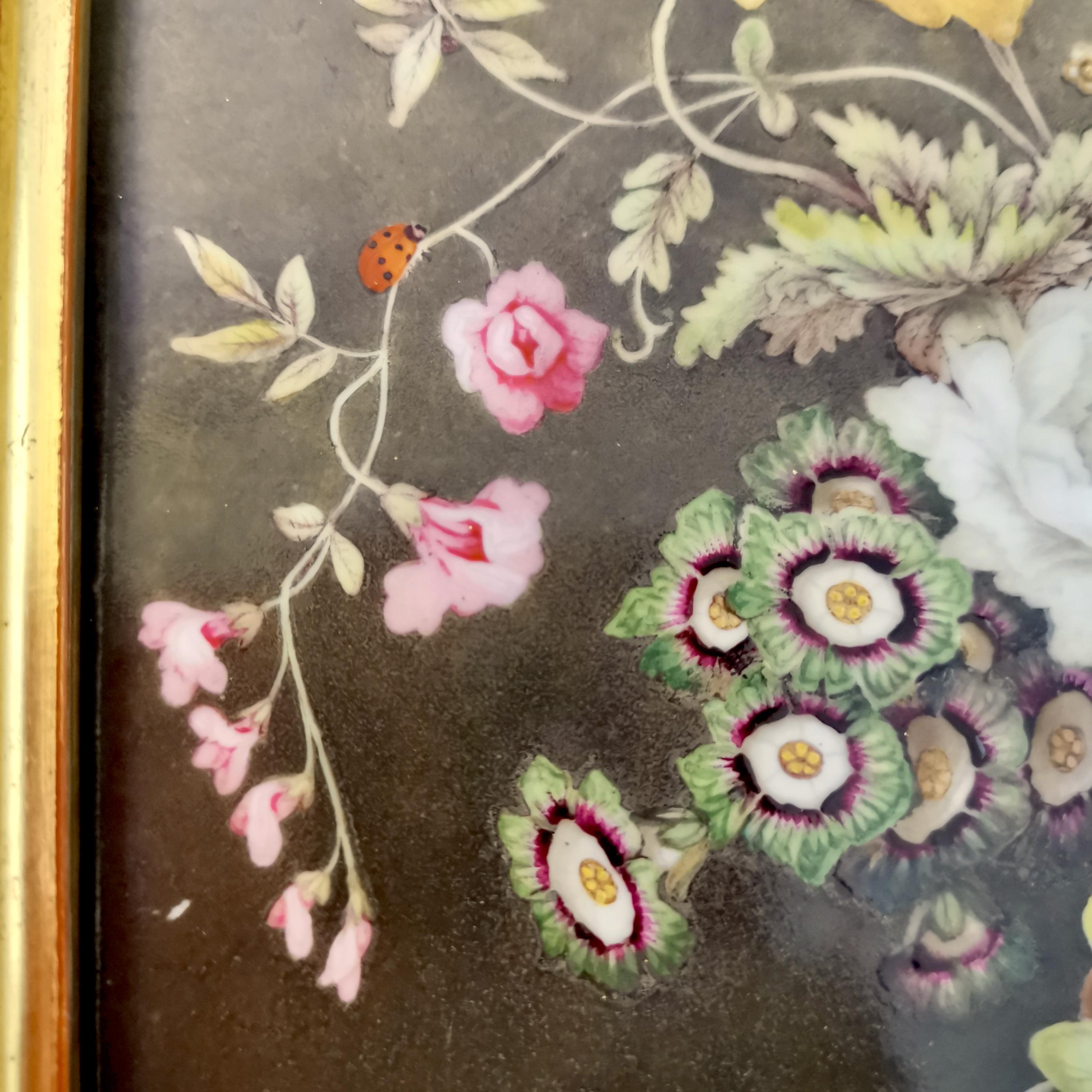 English Porcelain Plaque with Flower Bouquet, Regency ca 1825 For Sale 1