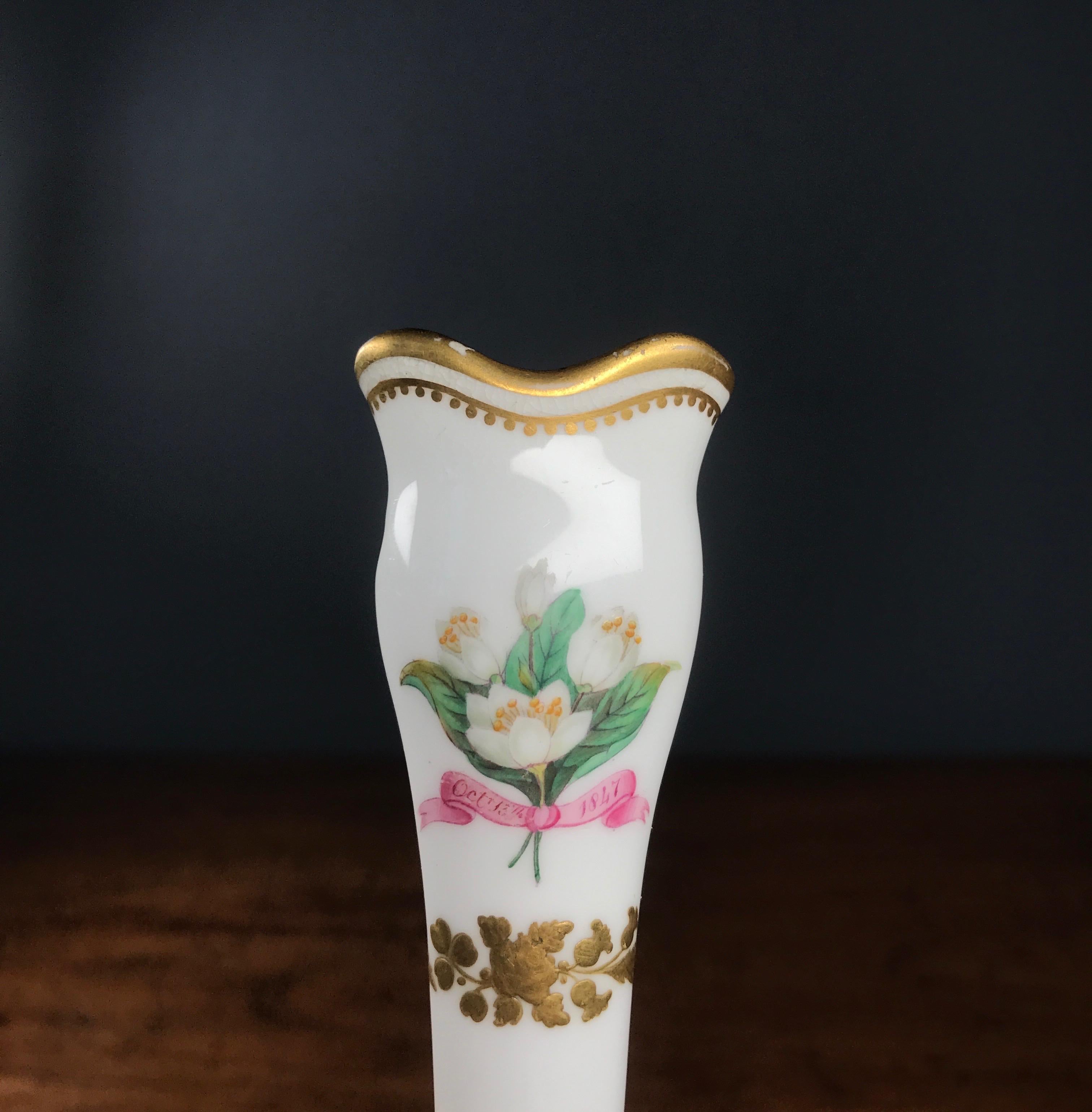 English Porcelain Posy Holder, October 13th 1847, Attr. Minton For Sale 6