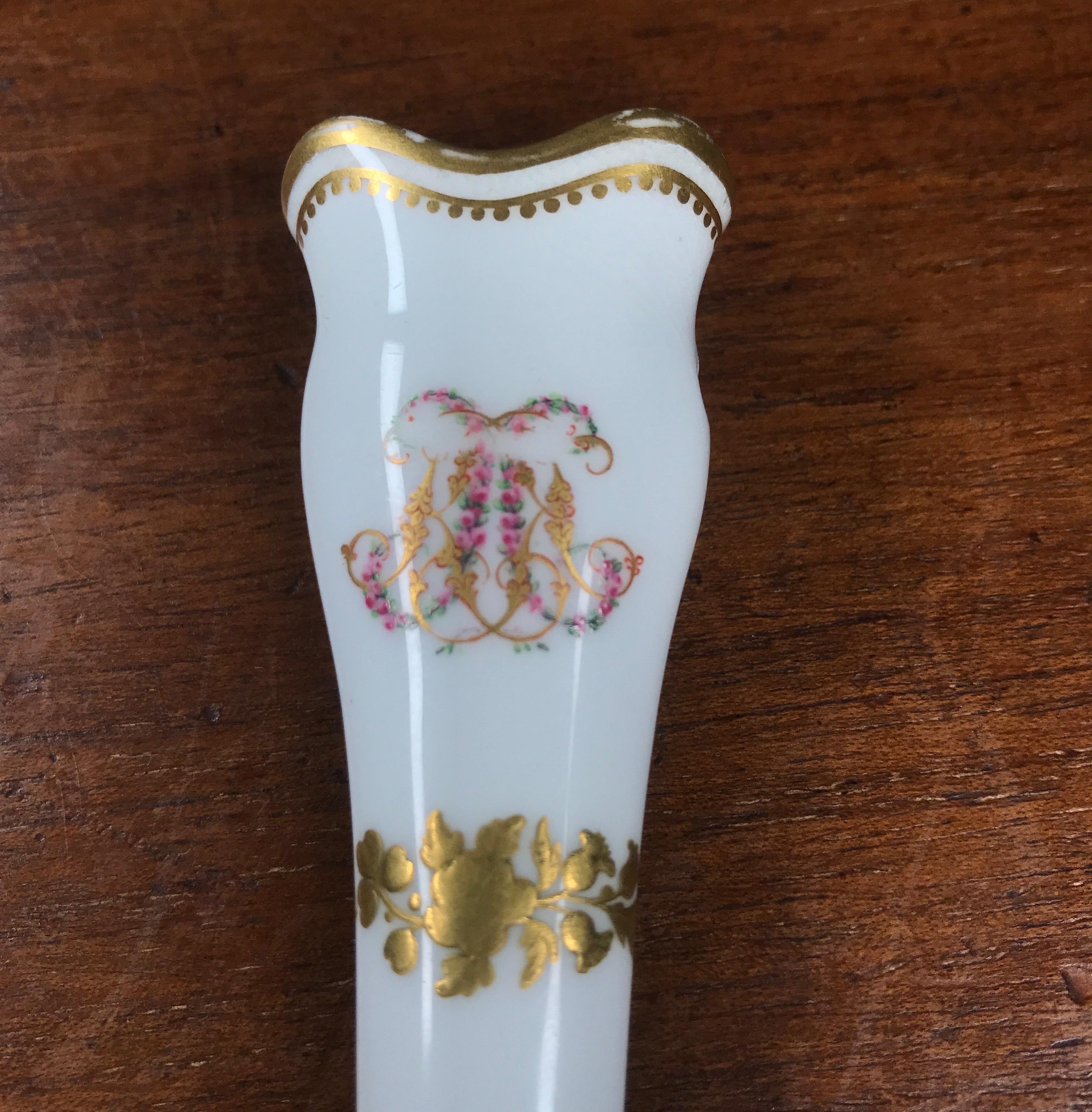 Hand-Painted English Porcelain Posy Holder, October 13th 1847, Attr. Minton For Sale