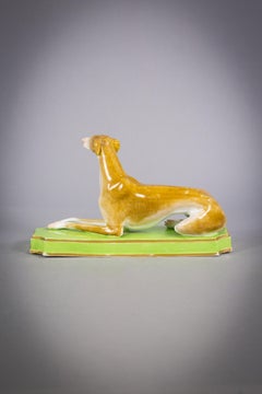 English Porcelain Reclining Greyhound, circa 1810