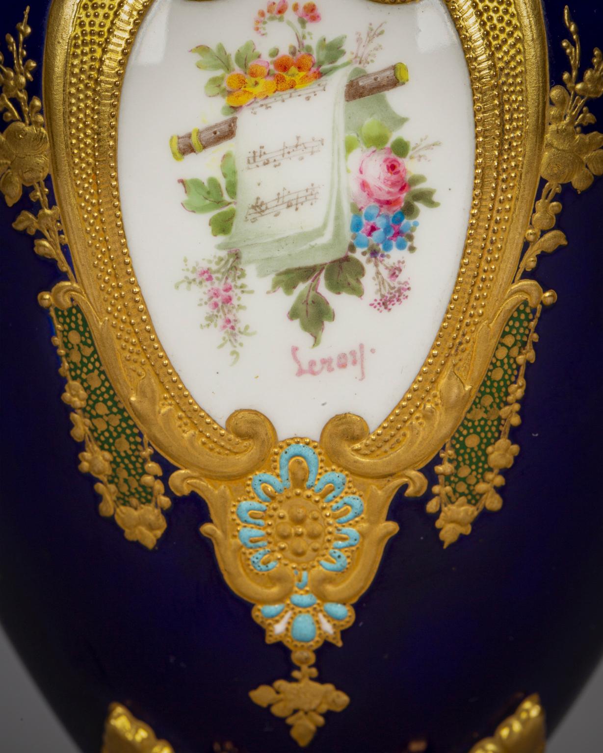 Signed Desire Leroy. Désiré Leroy apprenticed at the Sèvres factory in the mid 19th century. At the age of 38, he moved from France to take an appointment at Minton. In 1890, he was engaged and given his own studio by Royal Crown Derby Porcelain