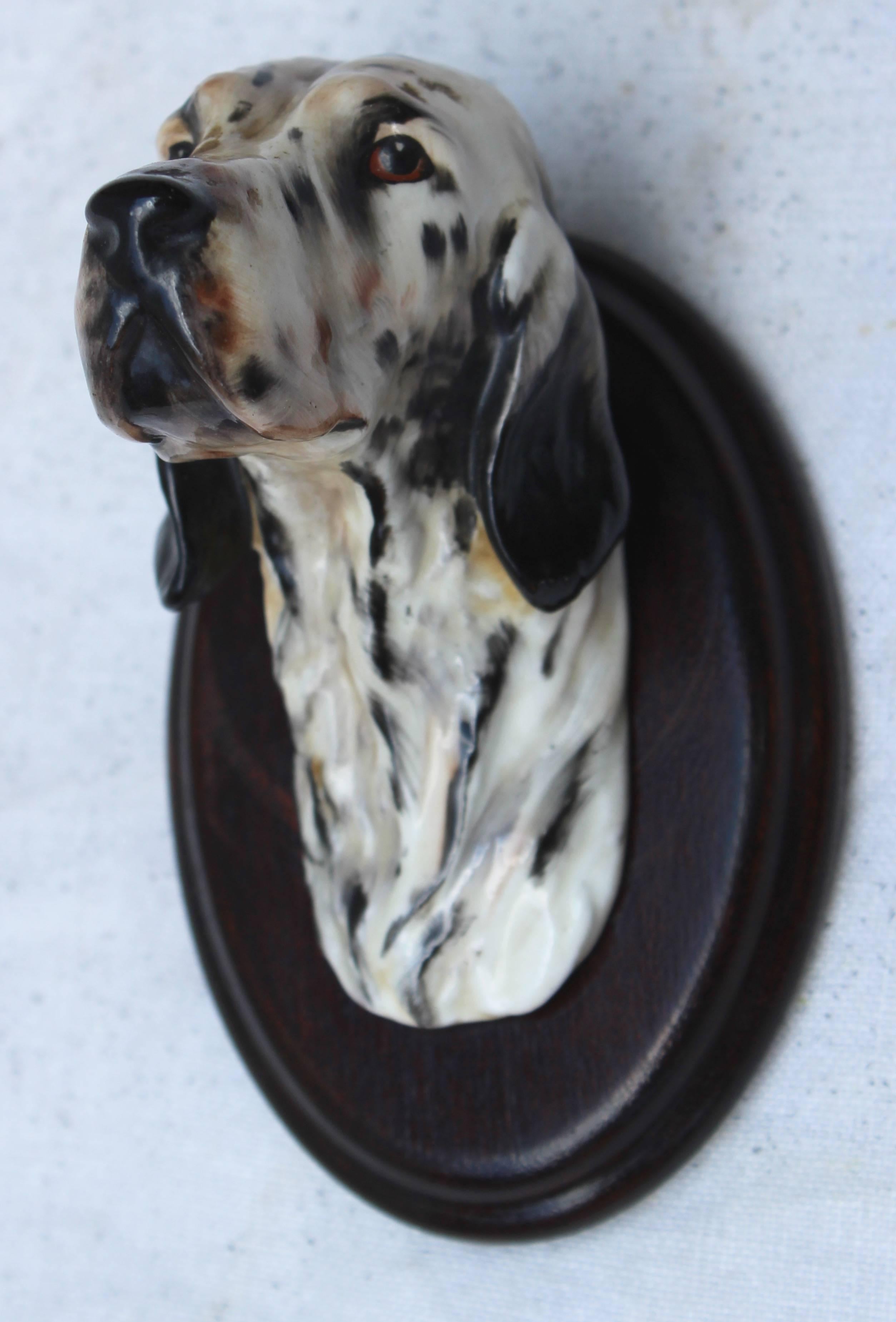 English Porcelain Setter Head Mount In Excellent Condition In East Hampton, NY