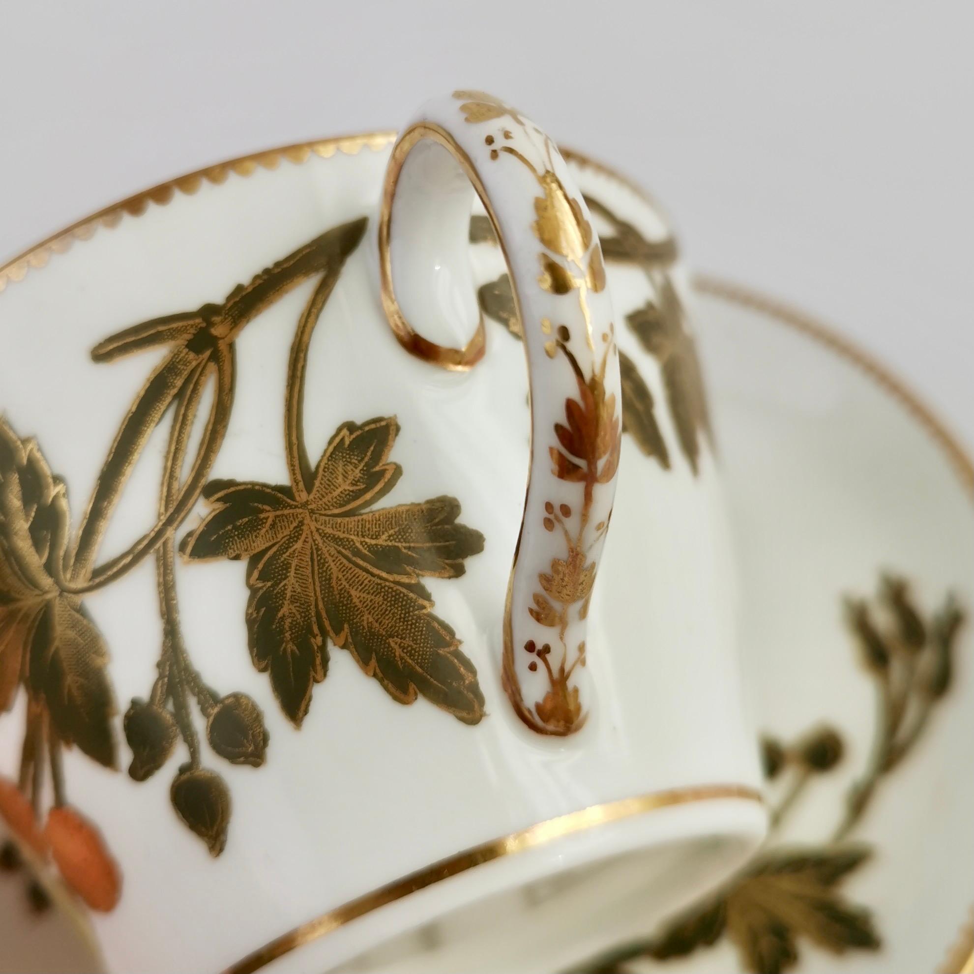 English Porcelain Teacup, Aesthetic Movement Bronze-Gilt Sprigs, ca 1875 In Good Condition In London, GB