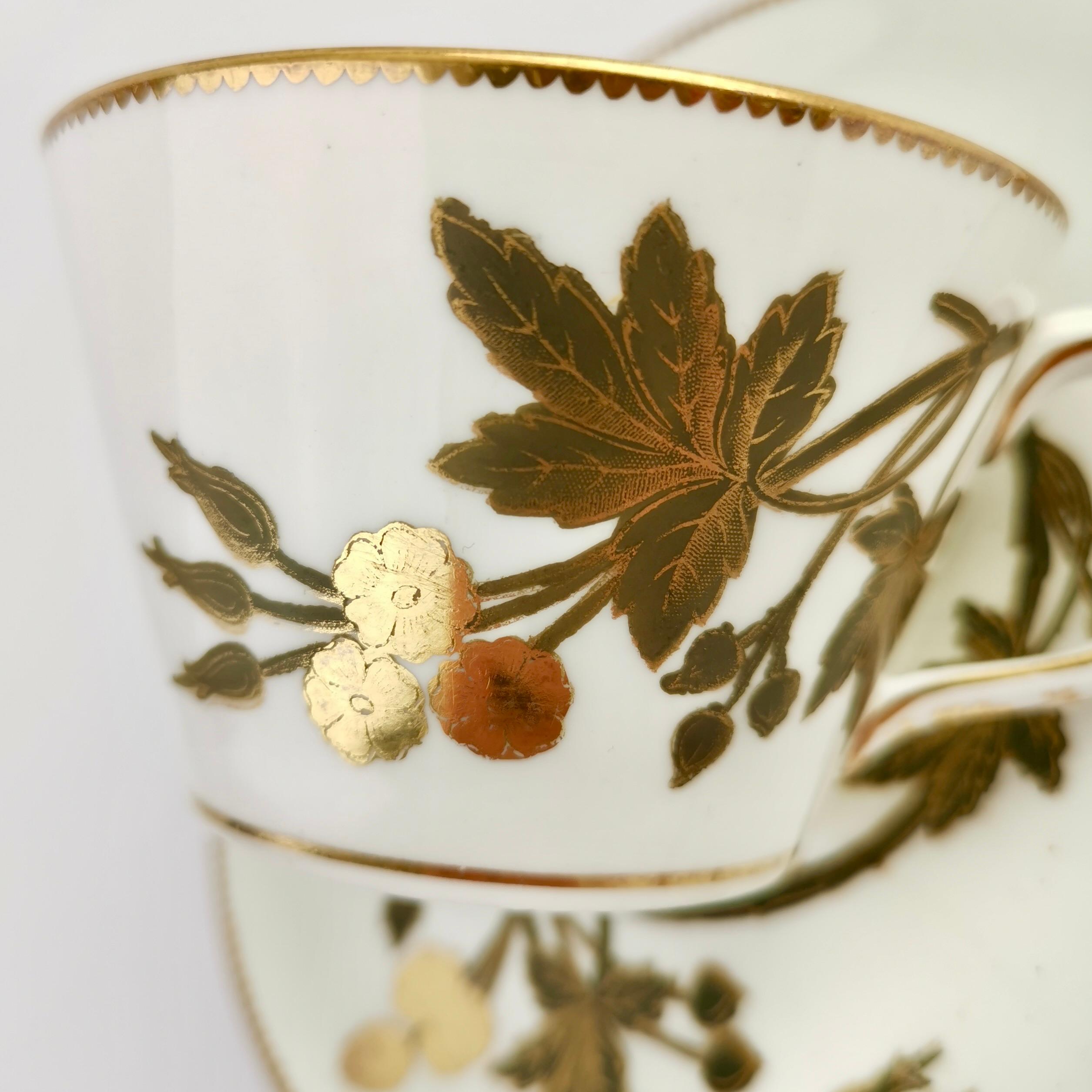 English Porcelain Teacup, Aesthetic Movement Bronze-Gilt Sprigs, ca 1875 1