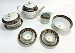 English Porcelain Tete-a-Tete Tea Service, Cobalt Blue & Gilt, Early 19th