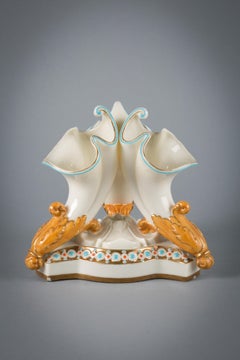 English Porcelain Tri-Part Cornucopia Centerpiece, Circa 1880