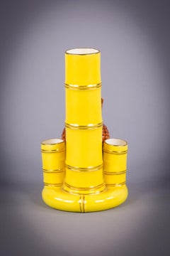 Vase de déversement en porcelaine anglaise à trois bambous, Royal Worcester, vers 1880