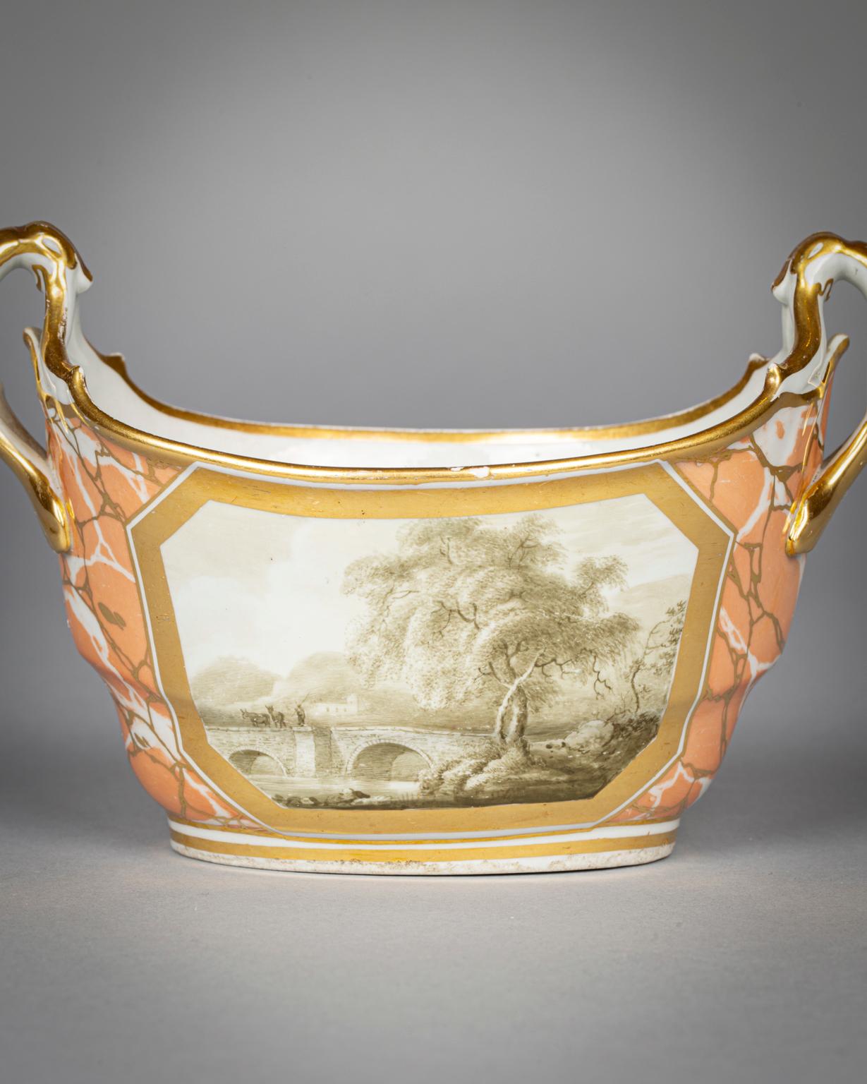 Early 19th Century English Porcelain Two-Handled Sugar Bowl, Worcester (Barr), circa 1800 For Sale