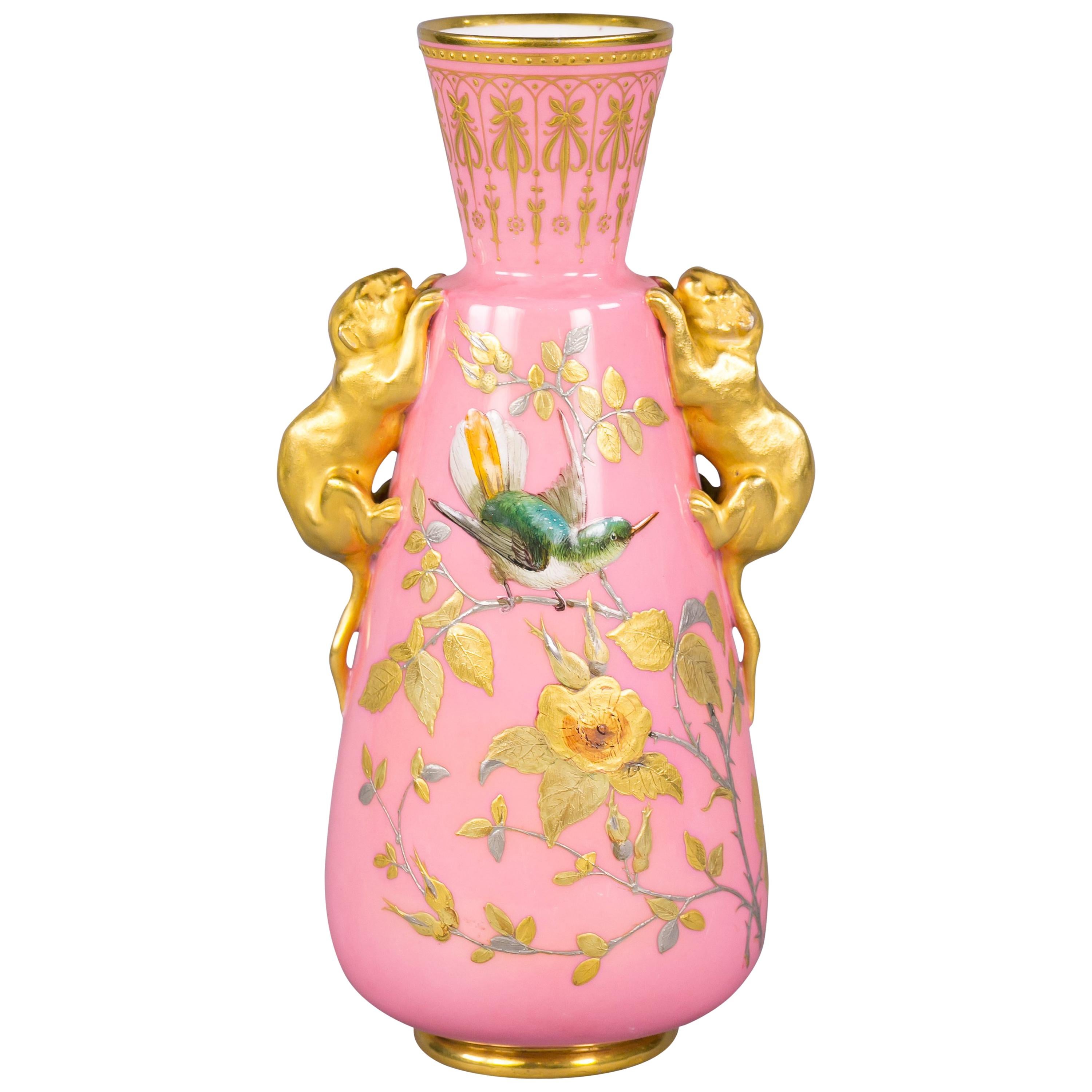 English Porcelain Vase, Derby Crown, circa 1890 For Sale