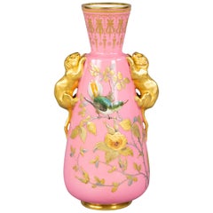 Antique English Porcelain Vase, Derby Crown, circa 1890